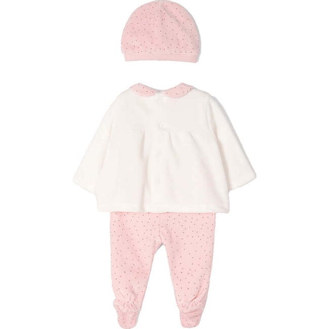 3pc Rose Pleated Outfit & Hat, Pink - Mixed Apparel Set - 6