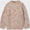 Allover Print Fleece Sweater, Beige - Sweaters - 4