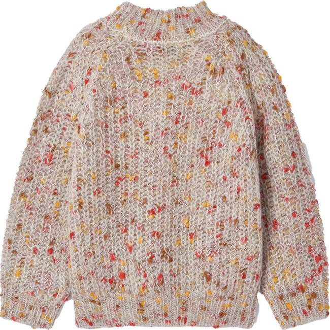 Allover Print Fleece Sweater, Beige - Sweaters - 5