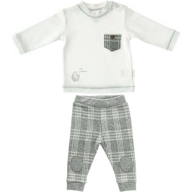 Little Hedgehog Plaid Outfit, White - Mixed Apparel Set - 1