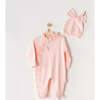 Lovely Ruffle Bow Babysuit & Hat, Pink - Onesies - 2