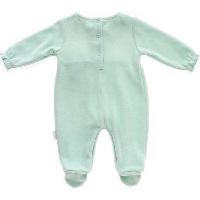 Mint Dragonfly Bow Velvet Babysuit, Green - Onesies - 3