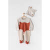 Striped Fox Babysuit & Hat Set, Beige - Onesies - 2