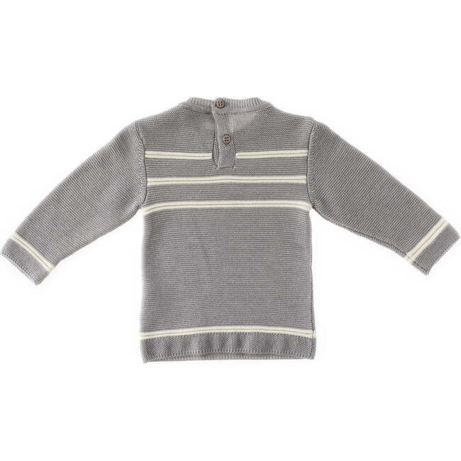 Striped Knitted Chic Outfit, Grey - Mixed Apparel Set - 3