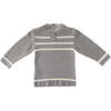 Striped Knitted Chic Outfit, Grey - Mixed Apparel Set - 3 - thumbnail