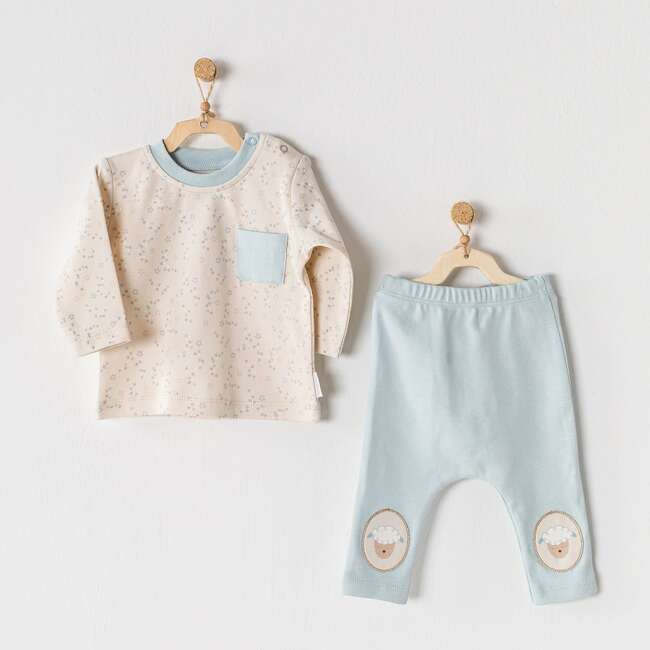 Tiny Sheep Print Outfit, Ivory