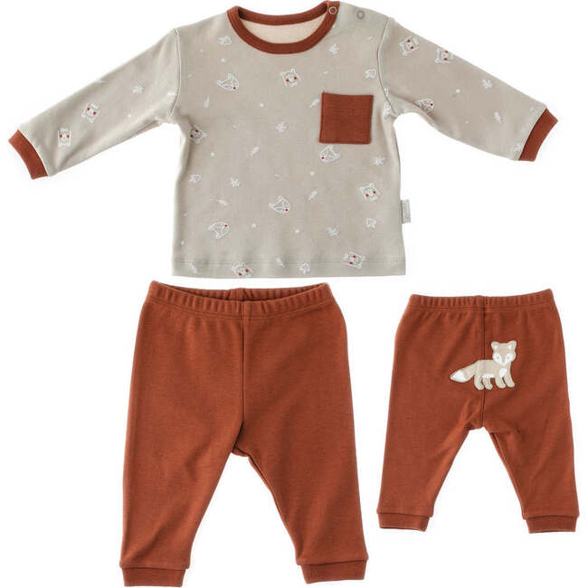 Fox Print Pocket Outfit, Beige