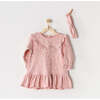 Floral Print Ruffle Dress & Headband, Pink - Dresses - 2