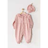 Floral Collar Babysuit & Hat, Pink - Onesies - 2 - thumbnail