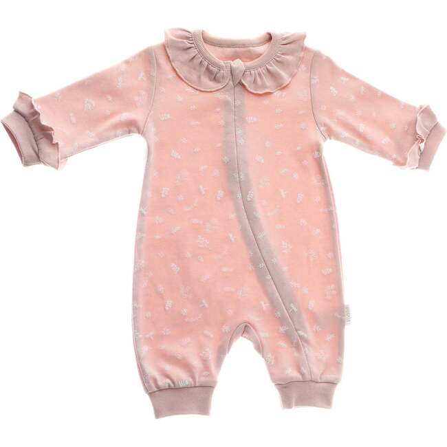 Floral Ruffle Babysuit, Pink - Onesies - 1