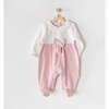 Fairy Bow Velvet Babysuit, Pink - Onesies - 2