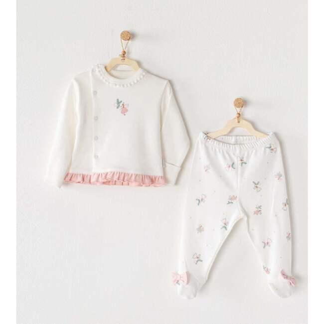 Fairy Print Ruffle Outfit, White - Mixed Apparel Set - 2