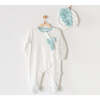 Dragonfly Bow Babysuit & Hat, White - Onesies - 2