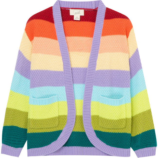 Rainbow Striped Cardigan, Multicolored - Cardigans - 1