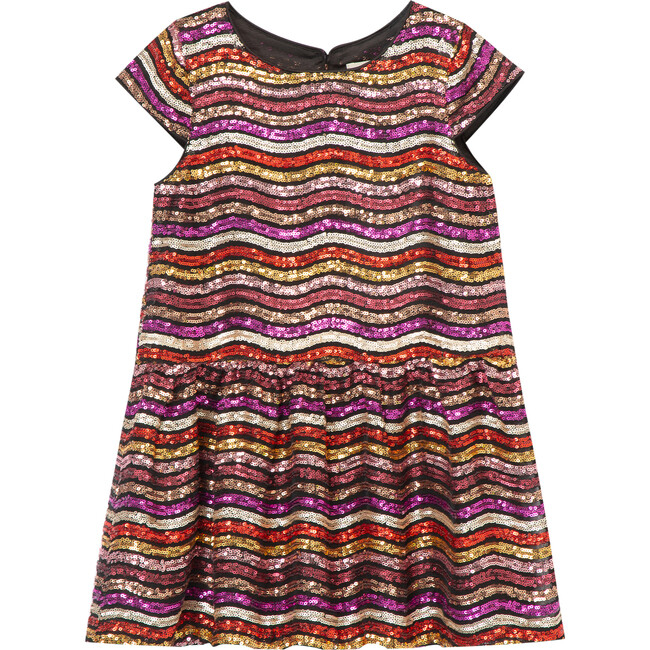 Wavy Sequin Dress, Multicolored - Dresses - 1