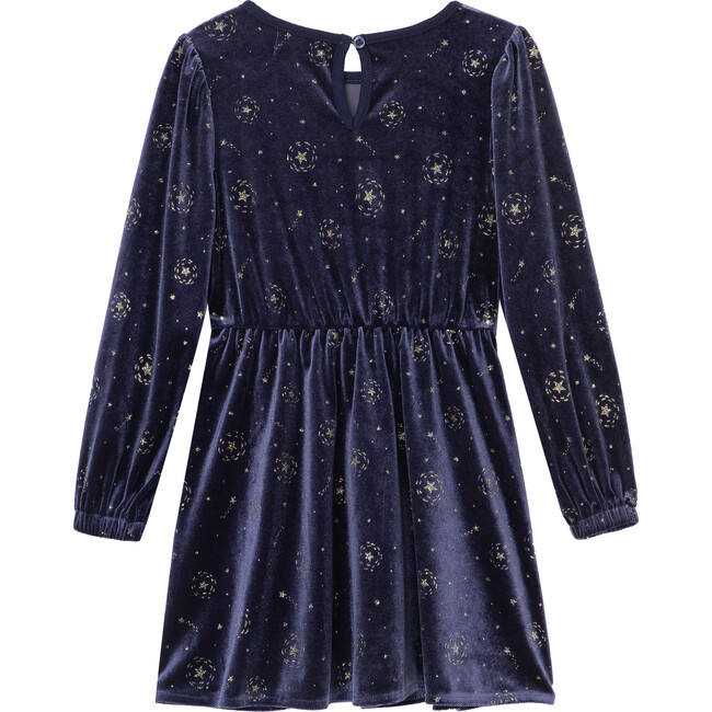 Glitter Stars Velour Dress, Navy
