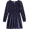 Glitter Stars Velour Dress, Navy - Dresses - 2 - thumbnail