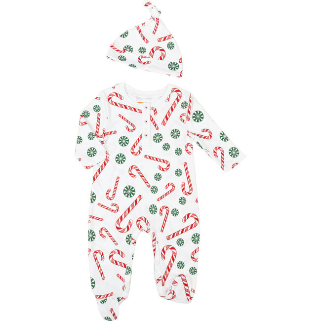 Candy Canes Onesie with Hat, Green
