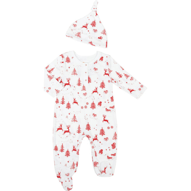 To The North Pole Onesie with Hat, Red