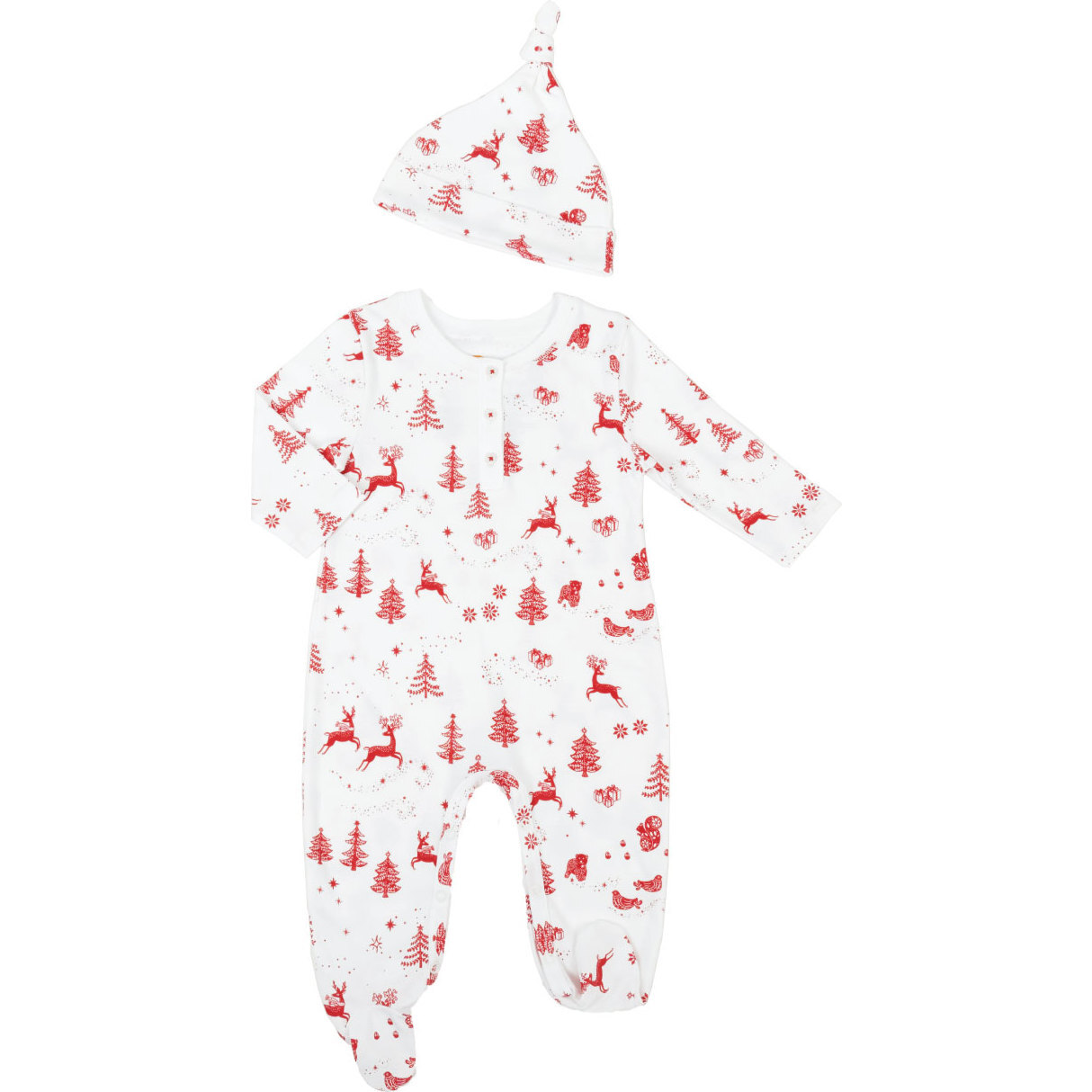 To The North Pole Onesie with Hat, Red - Onesies - 1