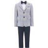 Plaid Peak Lapel Suit, Navy - Suits & Separates - 1 - thumbnail