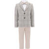 Plaid Peak Lapel Suit, Beige - Suits & Separates - 1 - thumbnail
