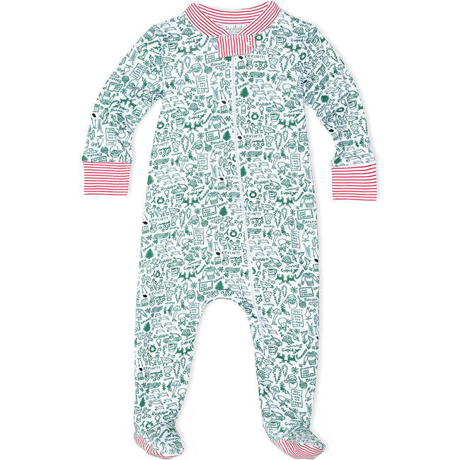 North Pole Christmas Zip Baby Onesie, Multicolor - Pajamas - 1