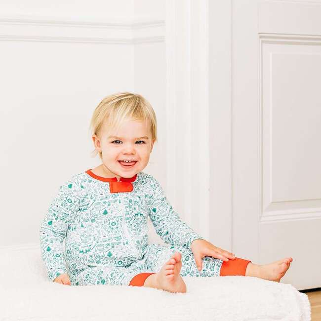 North Pole Christmas Zip Baby Onesie, Multicolor - Pajamas - 4