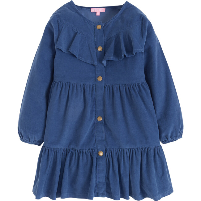 Western Dress, Dusty Navy Corduroy - Dresses - 1