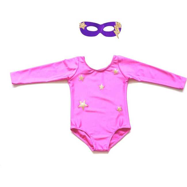 Super Star Hero Leotard Cape Set, Pink - Costumes - 5