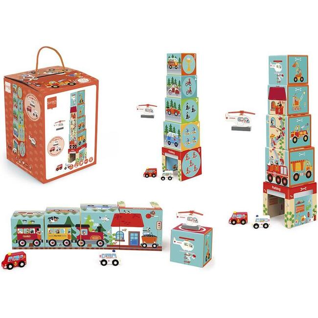 Stacking Tower On the Road w/ wood vehicles - Blocks - 2