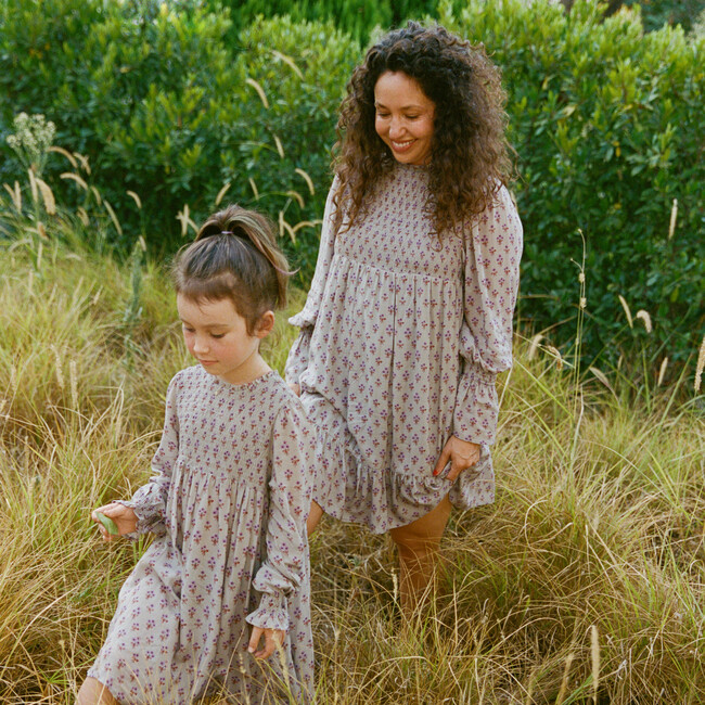 Audrey Dress, Grey & Lavender Disty Floral - Dresses - 4