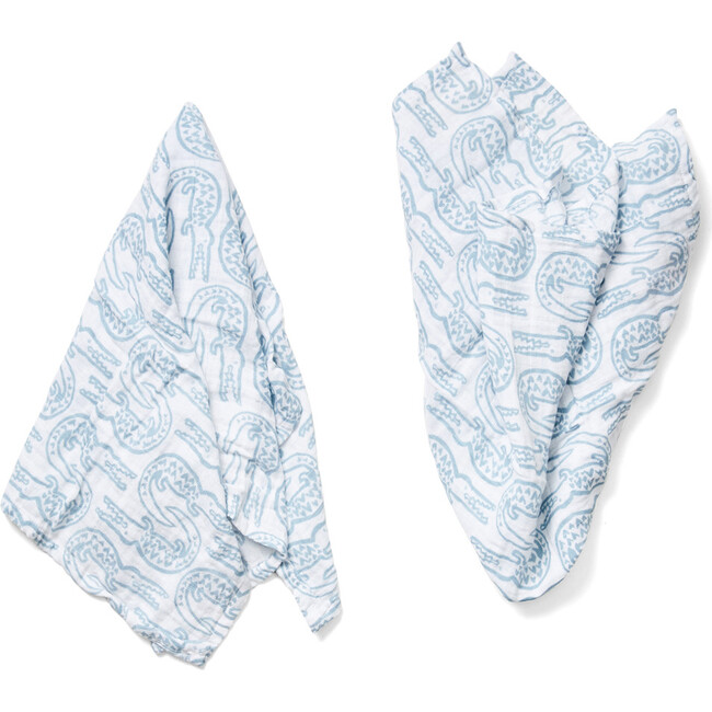 Burp Cloth Set - Alligator | Bay Blue - Burp Cloths - 3