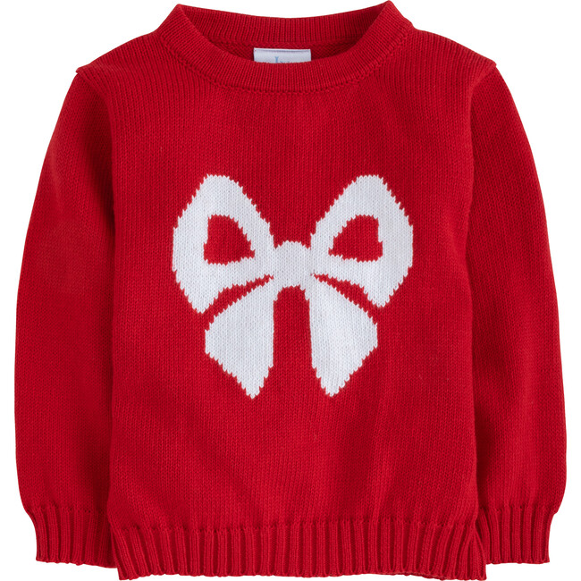 Intarsia Sweater, Red Bow - Sweaters - 1