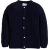 Classic Cashmere Blend Cardigan, Navy - Cardigans - 1 - thumbnail