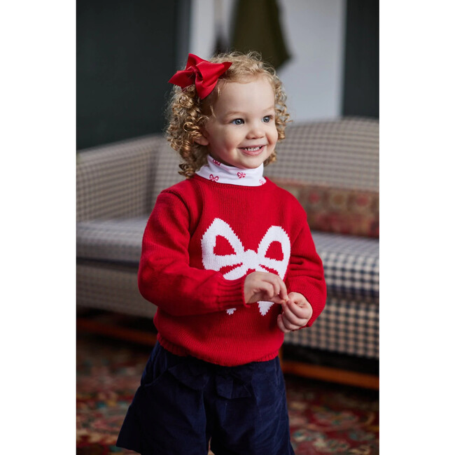 Intarsia Sweater, Red Bow