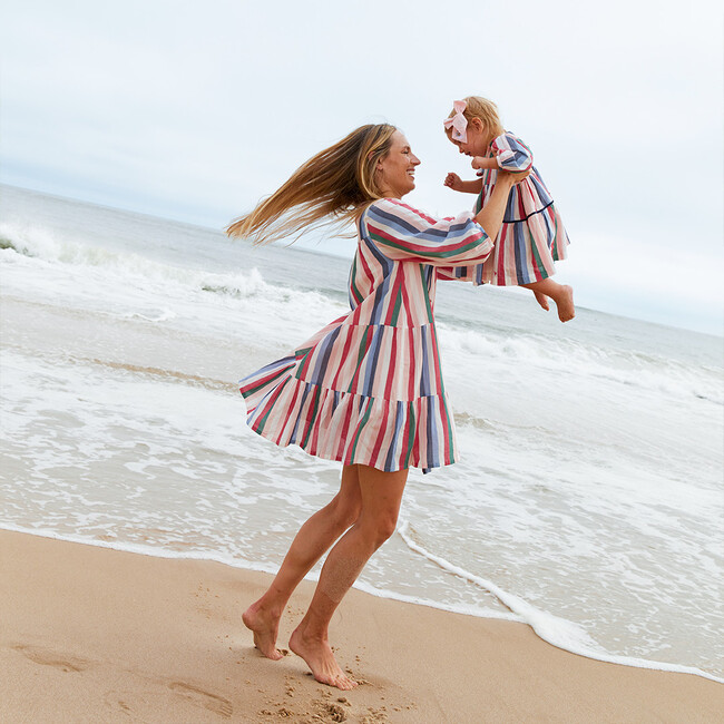 Women's Short Indira Dress, Holiday Stripe - Dresses - 2
