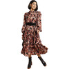 Women's Tiered Midi Dress, Autumn Bouquet - Dresses - 1 - thumbnail
