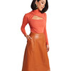 Women's Faux Leather Skirt, Umber - Dresses - 3 - thumbnail