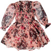 Smock Bodice Girls Dress, Floral Ink 2 - Dresses - 1 - thumbnail