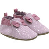 Glitzy Bow Slip Ons, Light Pink - Slip Ons - 1 - thumbnail