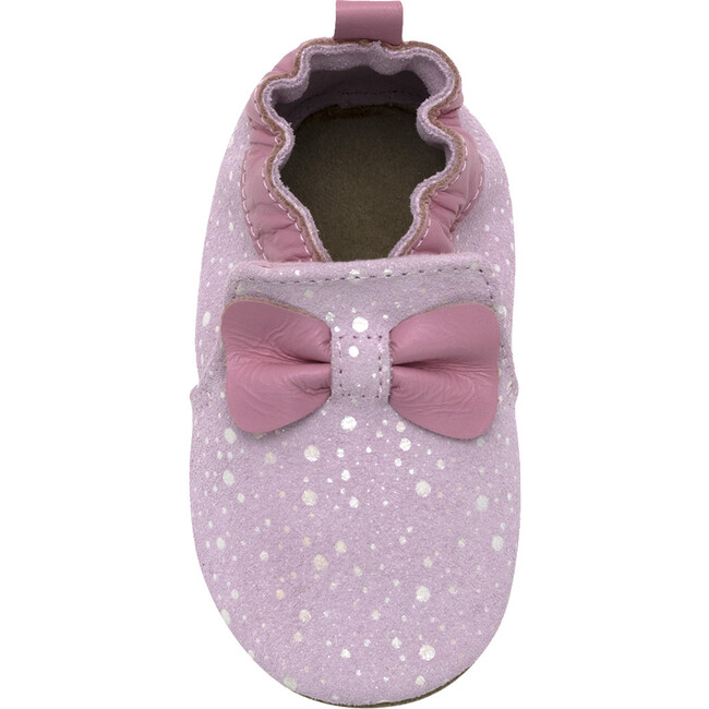 Glitzy Bow Slip Ons, Light Pink - Slip Ons - 6