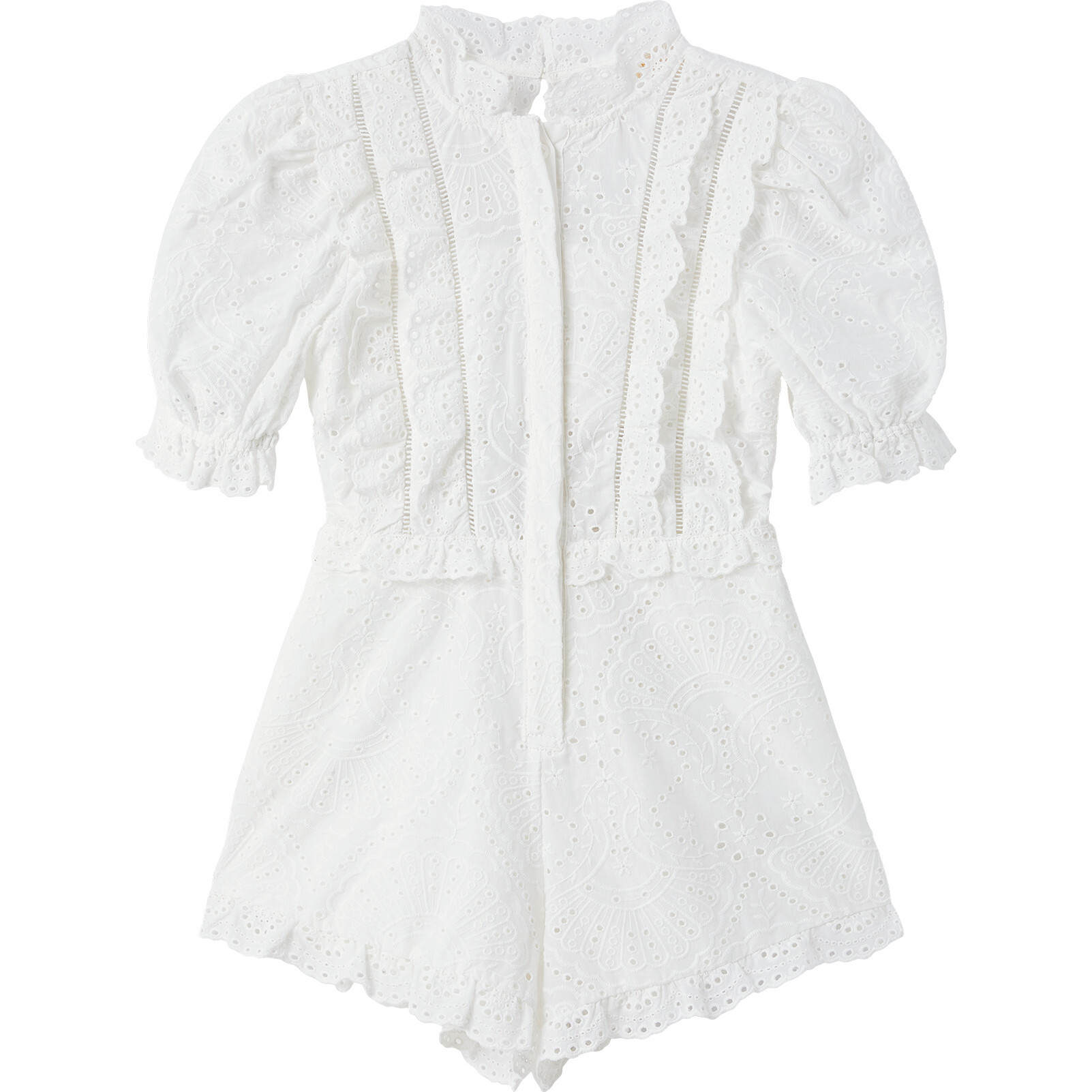 Eloise Embroidered Romper, Ivory - Rompers - 1