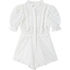 Eloise Embroidered Romper, Ivory - Rompers - 1 - thumbnail