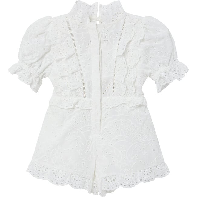Baby Eloise Embroidered Romper, Ivory - Rompers - 1