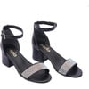 Rhinestone Strap Heels, Black - Dress Shoes - 1 - thumbnail