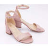 Rose Glitter Strap Heels, Pink - Dress Shoes - 3