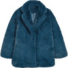 Stella Kids Faux Fur Jacket, Stone Blue - Jackets - 1 - thumbnail