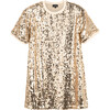Angie Sequin T-Shirt Dress, Platinum Gold - Dresses - 1 - thumbnail