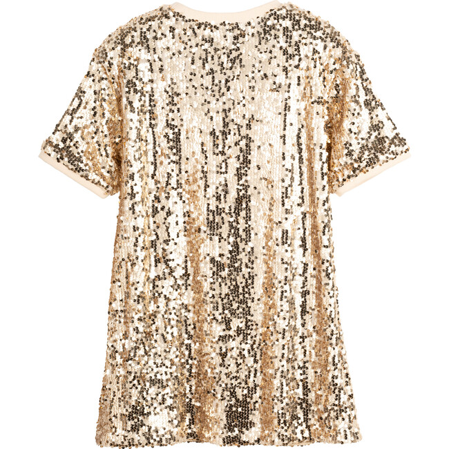 Angie Sequin T-Shirt Dress, Platinum Gold
